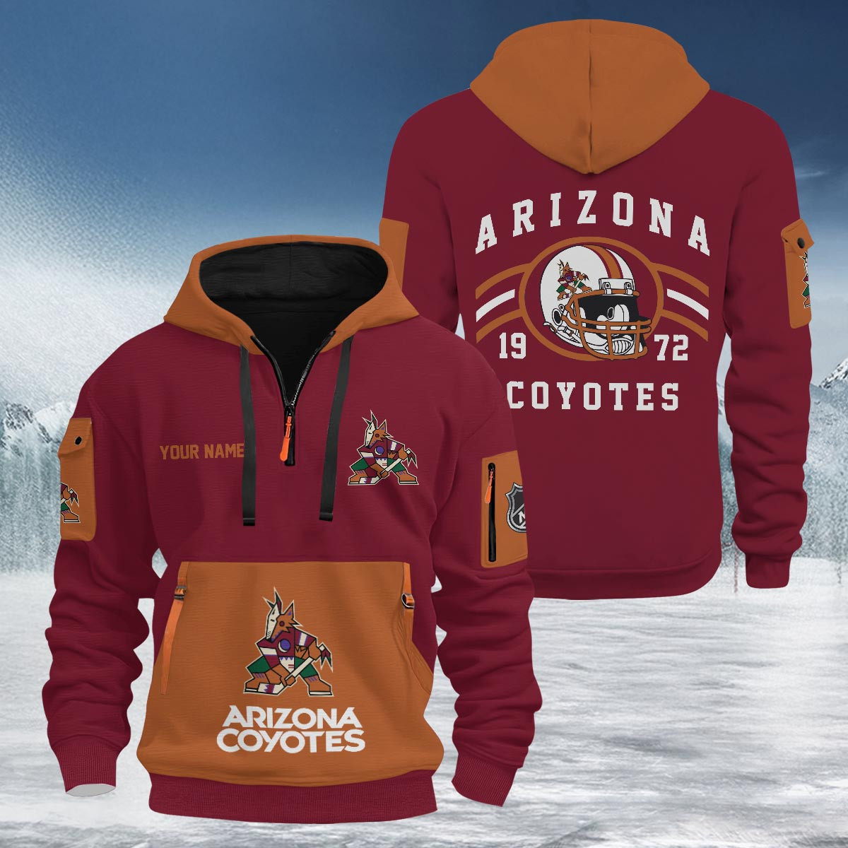 Sportswearmerch Arizona Coyotes NHL Half Zip Hoodie Personalized For Fan