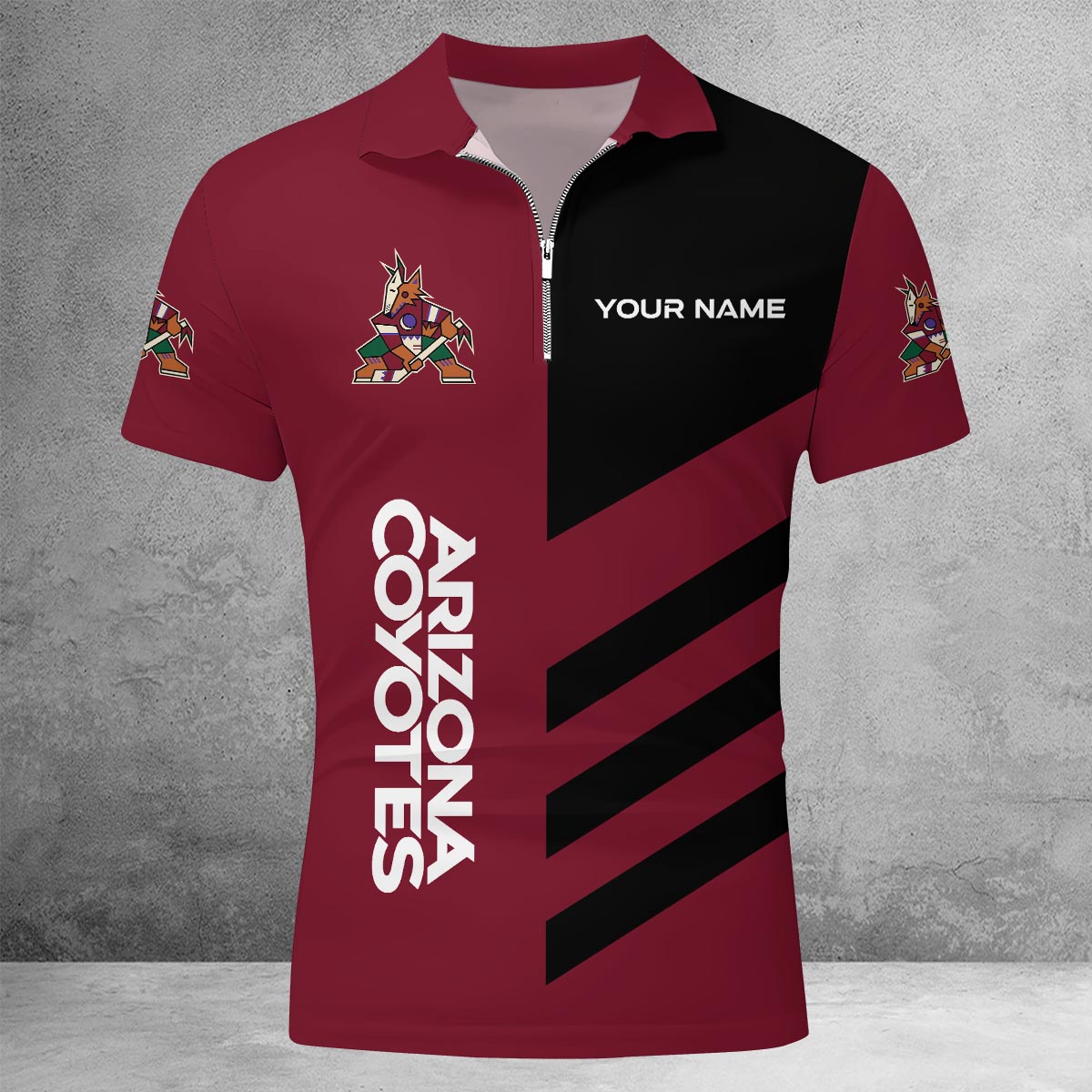 Sportswearmerch Arizona Coyotes NHL Lapel Zip Polo Shirt For Fan