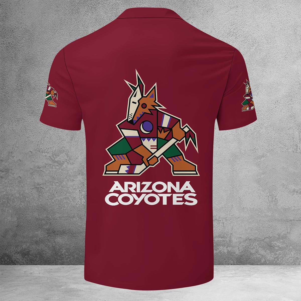 Sportswearmerch Arizona Coyotes NHL Lapel Zip Polo Shirt For Fan