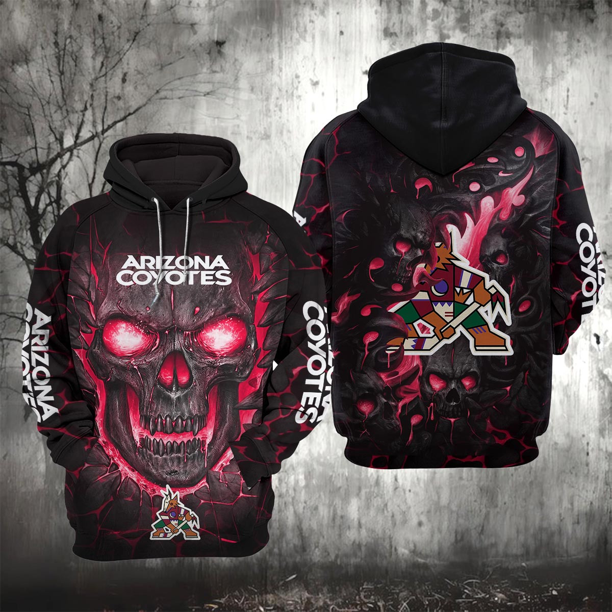 Sportswearmerch Arizona Coyotes NHL Lava Skull Hoodie For Fan