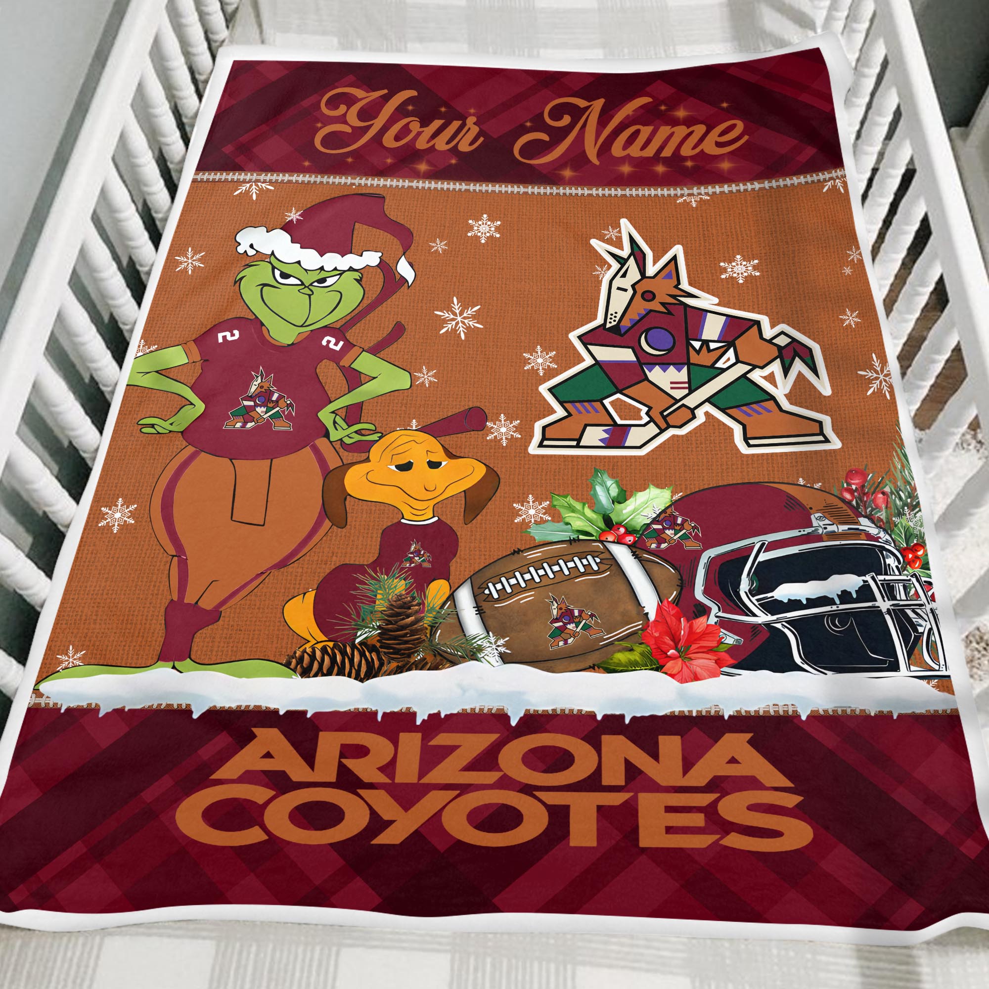 Sportswearmerch Arizona Coyotes NHL x Grinch Christmas Fleece Blanket For Fan