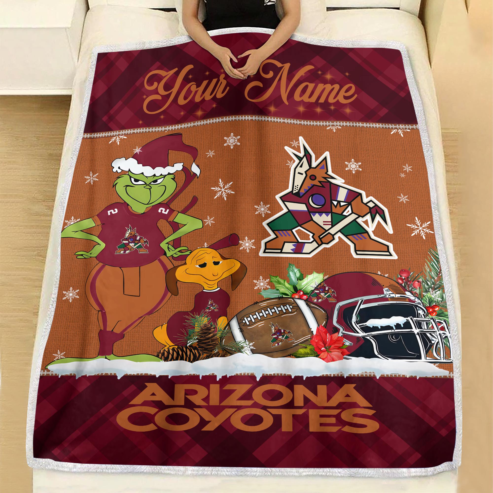 Sportswearmerch Arizona Coyotes NHL x Grinch Christmas Fleece Blanket For Fan