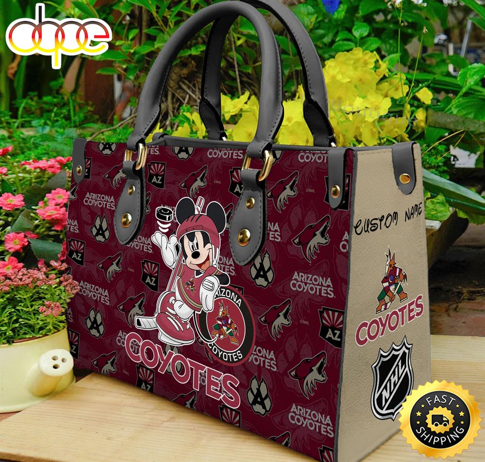 Sportswearmerch Arizona Coyotes NHL x Mickey Women Leather Hand Bag For Fan