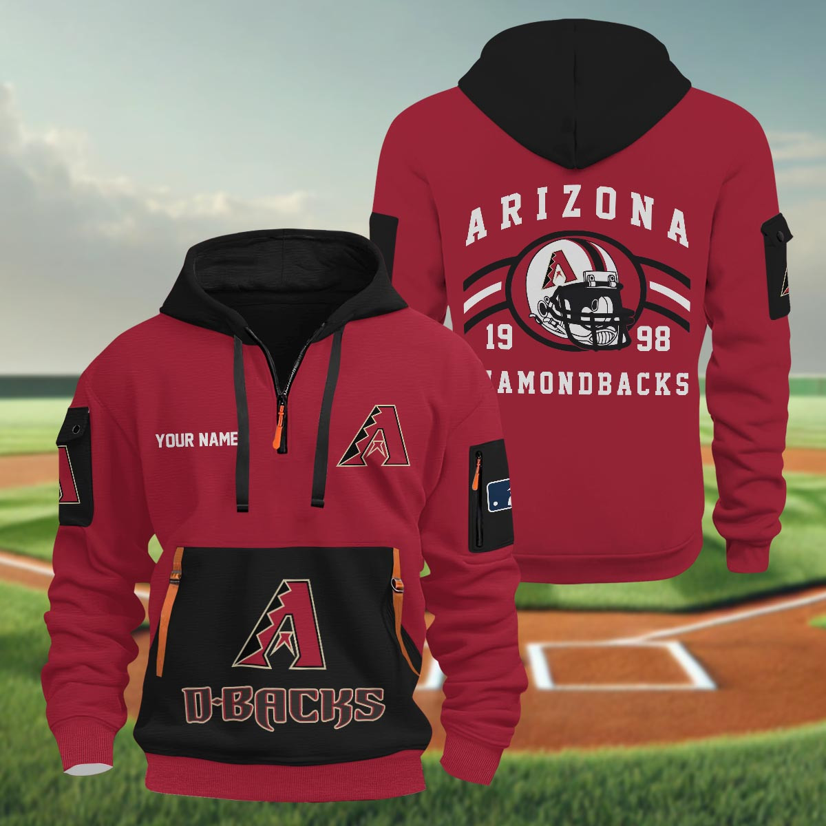Sportswearmerch Arizona Diamondbacks MLB Half Zip Hoodie Personalized For Fan