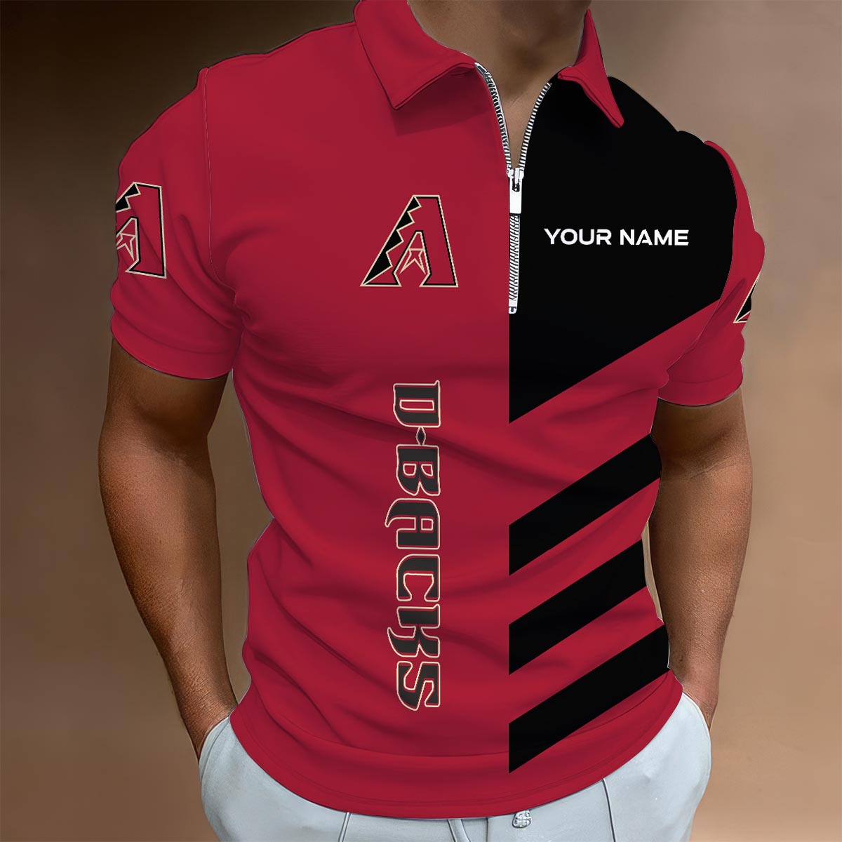 Sportswearmerch Arizona Diamondbacks MLB Lapel Zip Polo Shirt For Fan