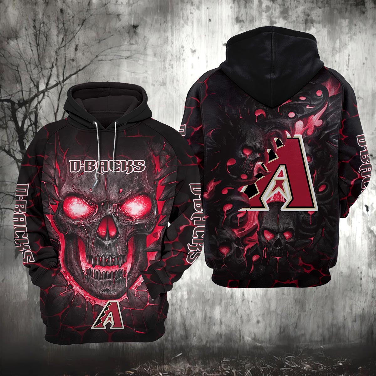 Sportswearmerch Arizona Diamondbacks MLB Lava Skull Hoodie For Fan