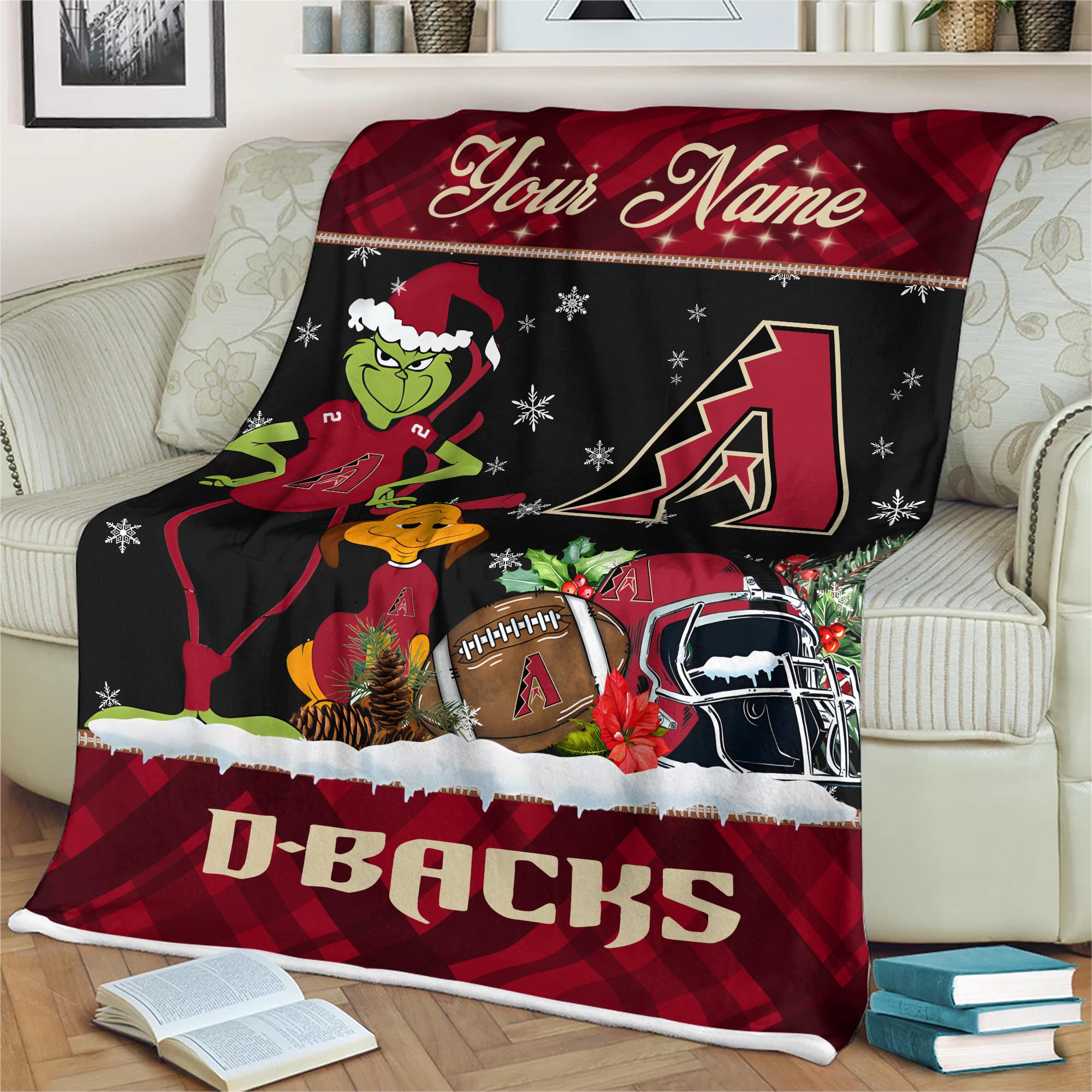 Sportswearmerch Arizona Diamondbacks MLB x Grinch Christmas Fleece Blanket For Fan