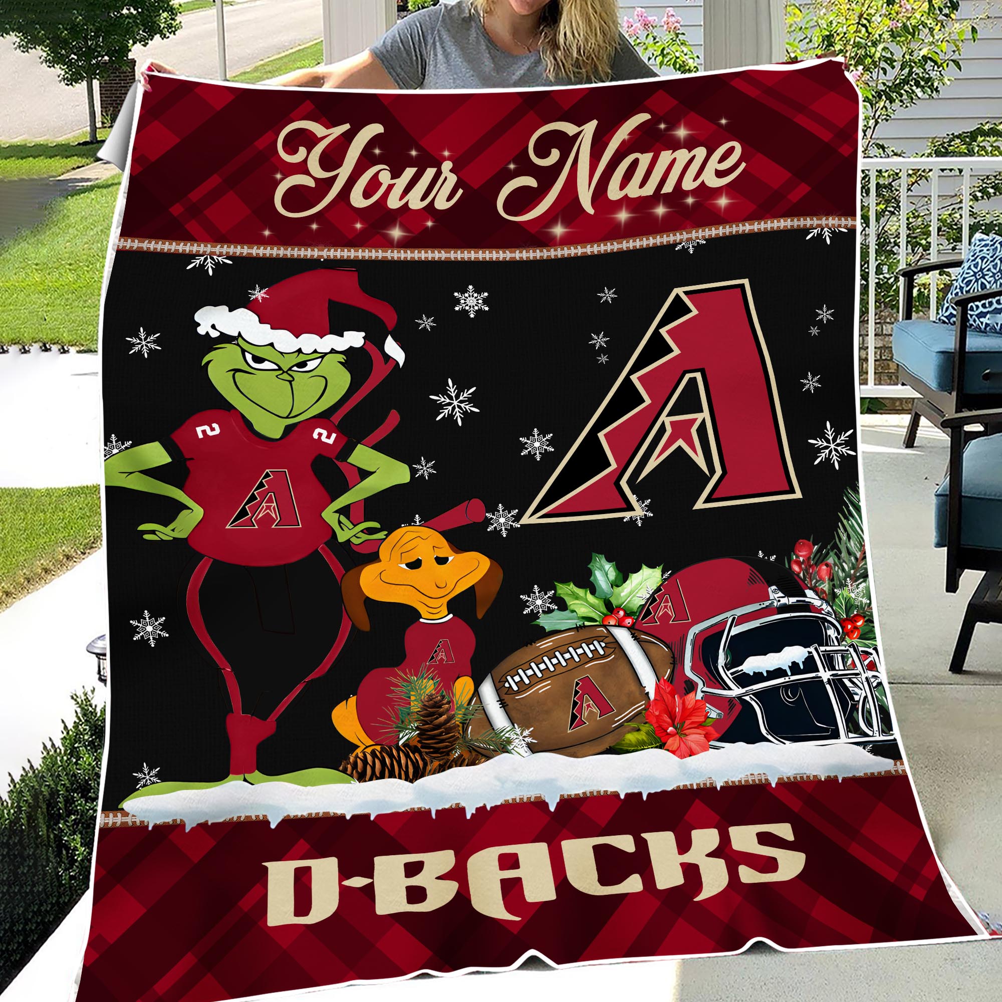 Sportswearmerch Arizona Diamondbacks MLB x Grinch Christmas Fleece Blanket For Fan