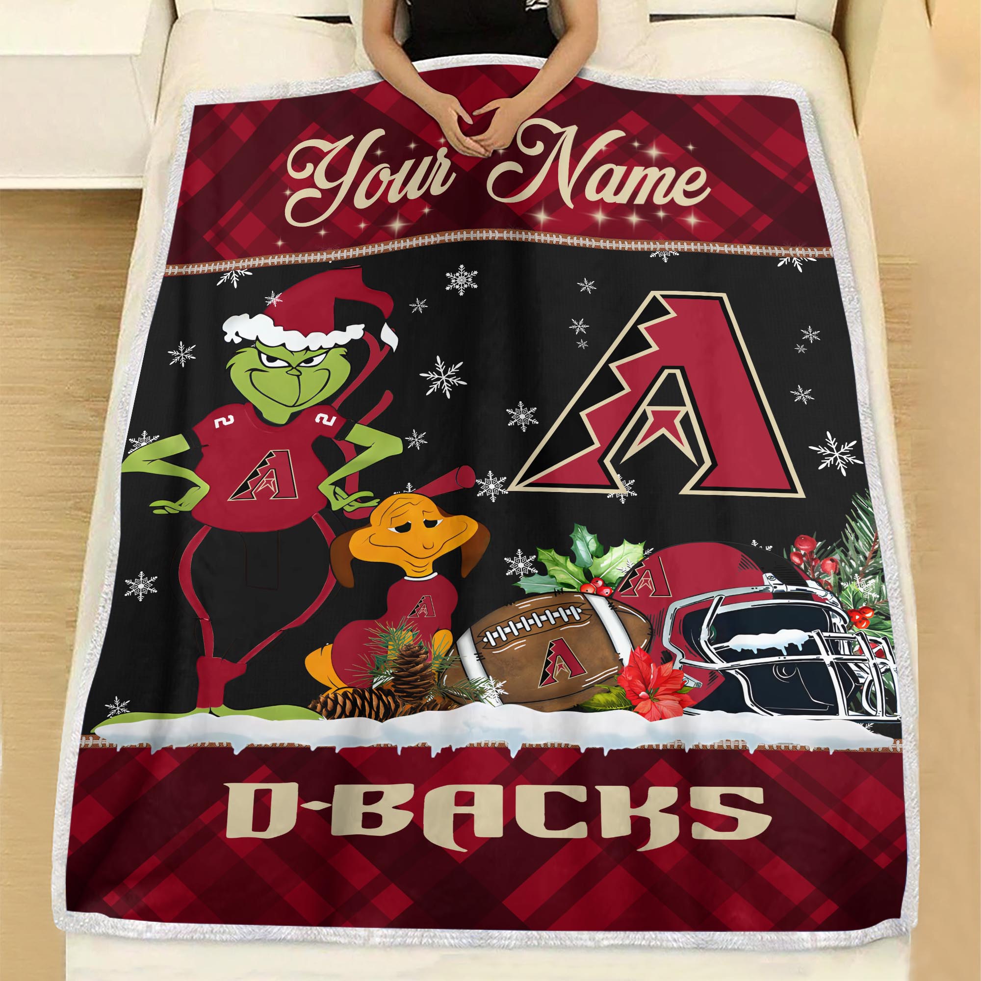 Sportswearmerch Arizona Diamondbacks MLB x Grinch Christmas Fleece Blanket For Fan