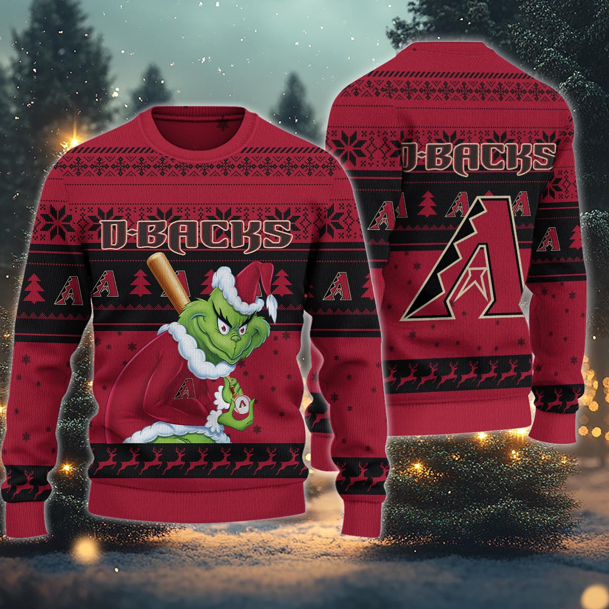 Sportswearmerch Arizona Diamondbacks MLB x Grinch Christmas Ugly Sweater For Fans