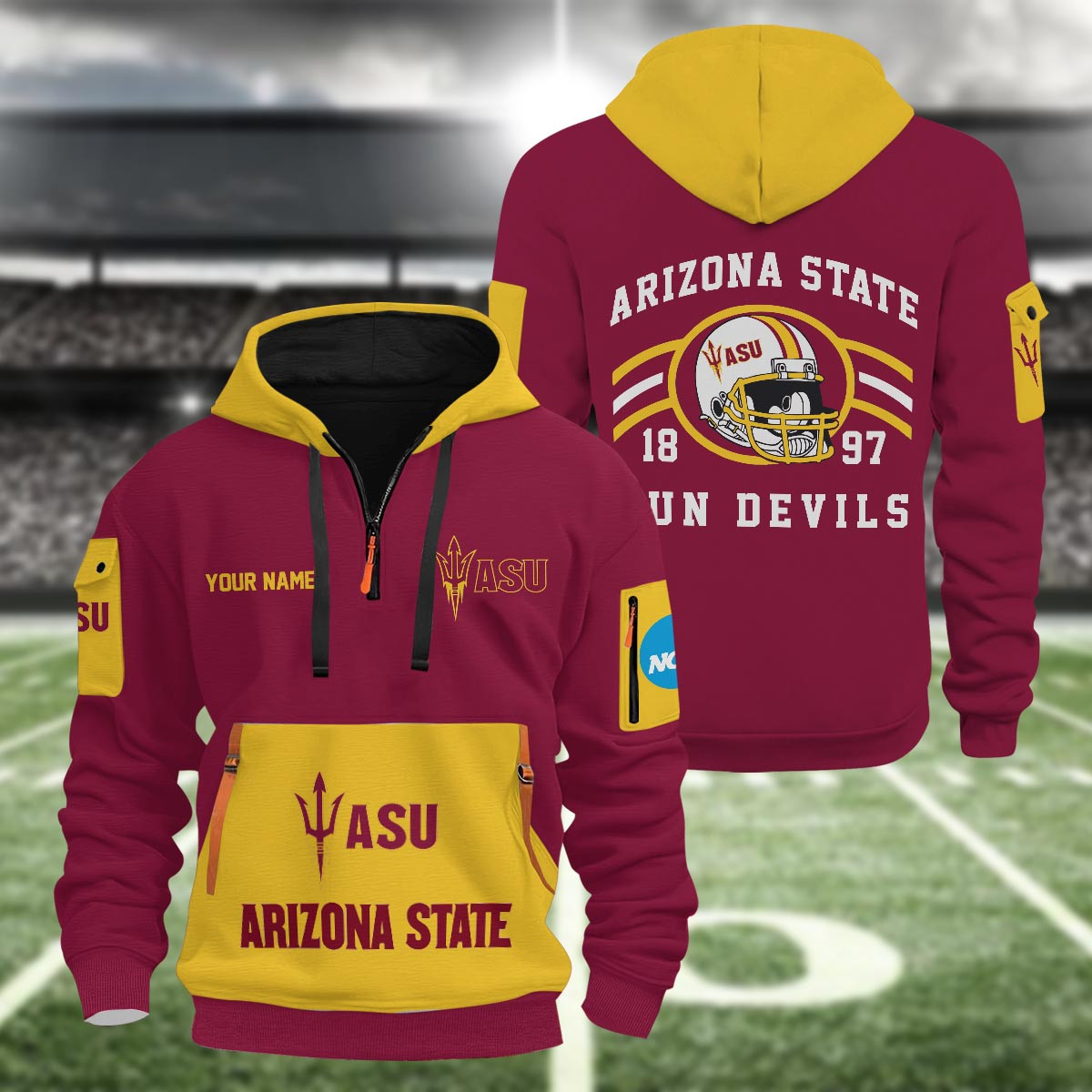Sportswearmerch Arizona State Sun Devils NCAA Half Zip Hoodie Personalized For Fan
