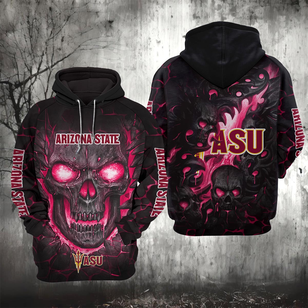 Sportswearmerch Arizona State Sun Devils NCAA Lava Skull Hoodie For Fan