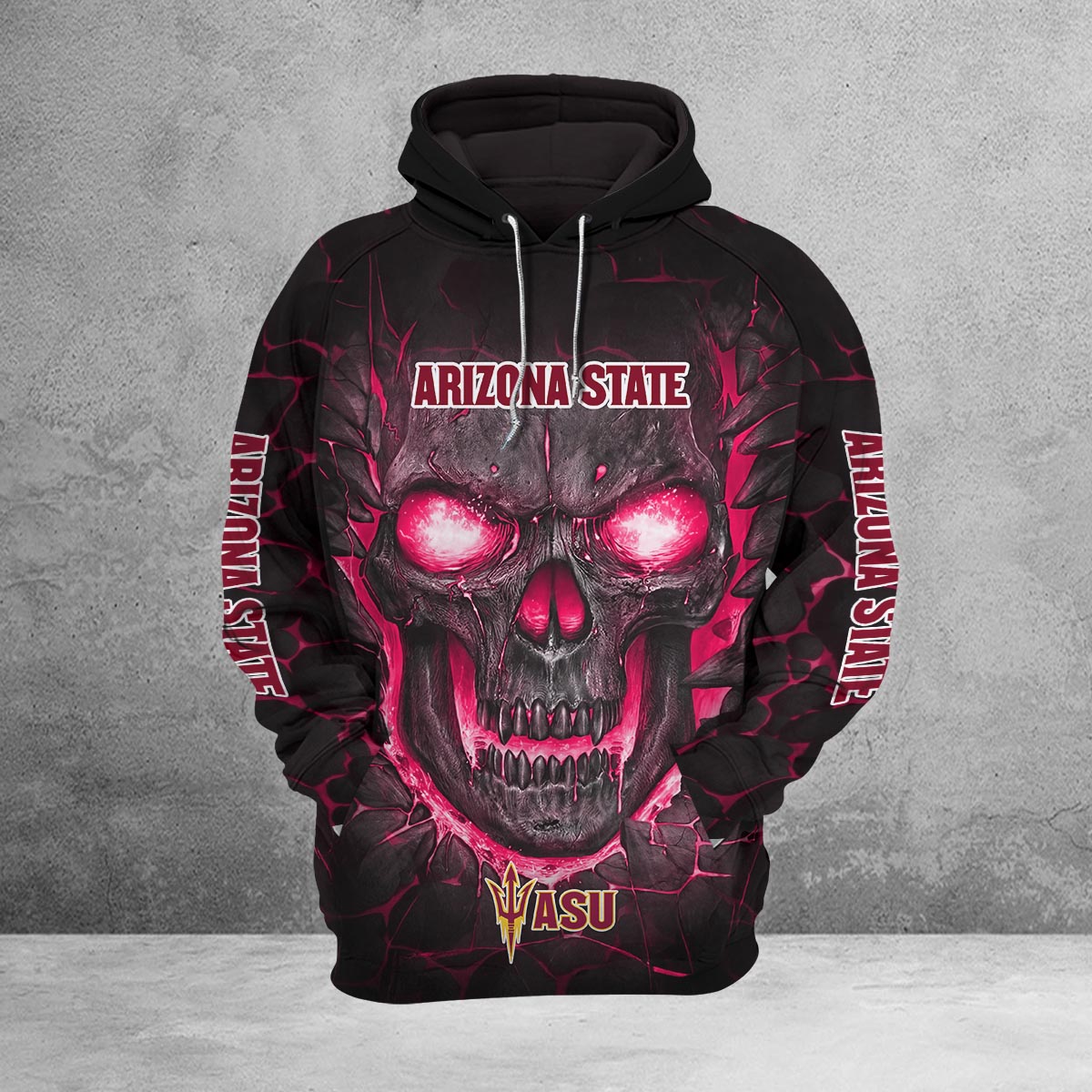 Sportswearmerch Arizona State Sun Devils NCAA Lava Skull Hoodie For Fan