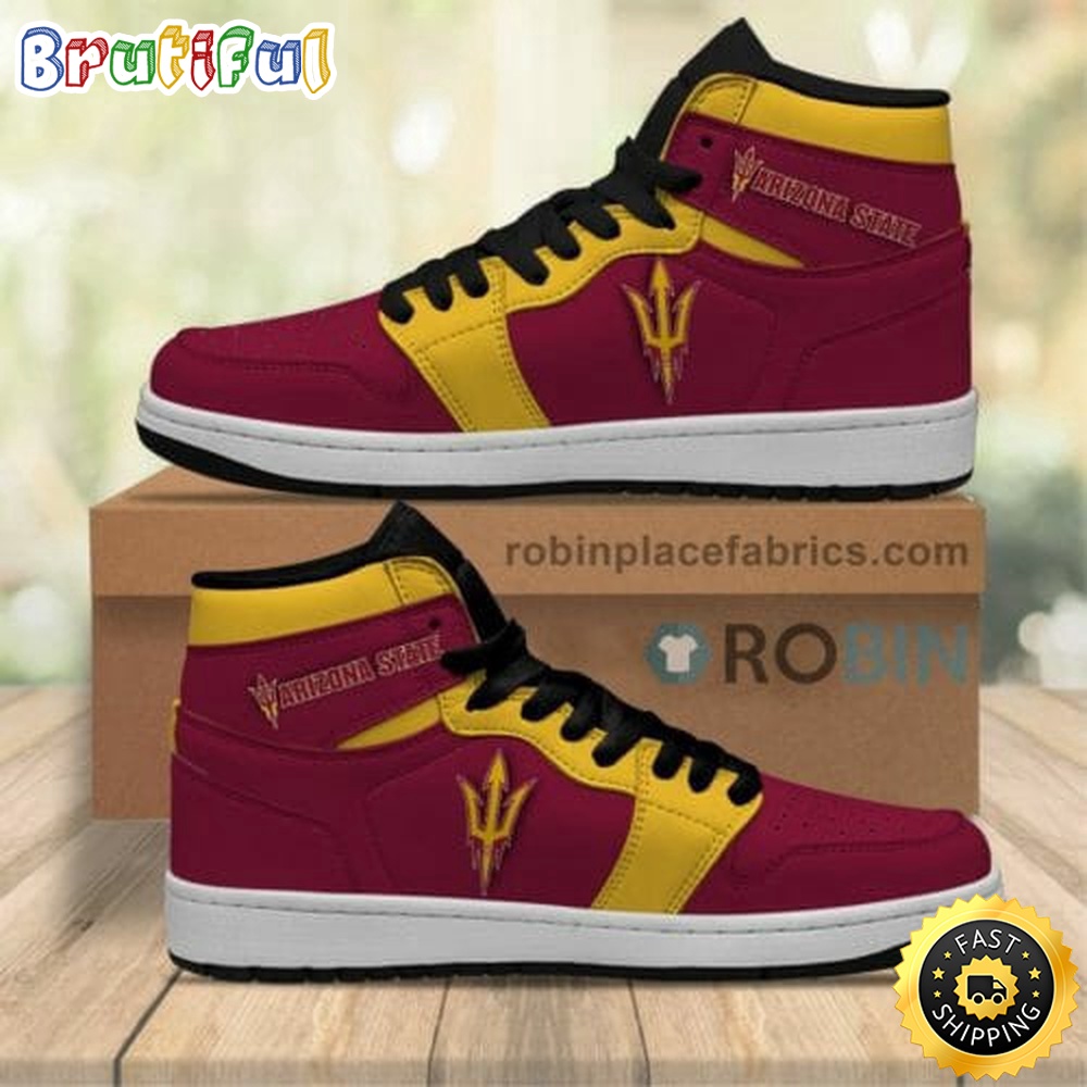 Sportswearmerch Arizona State Sun Devils NCAA Maroon AJ1 High Sneakers Shoes For Men And Women