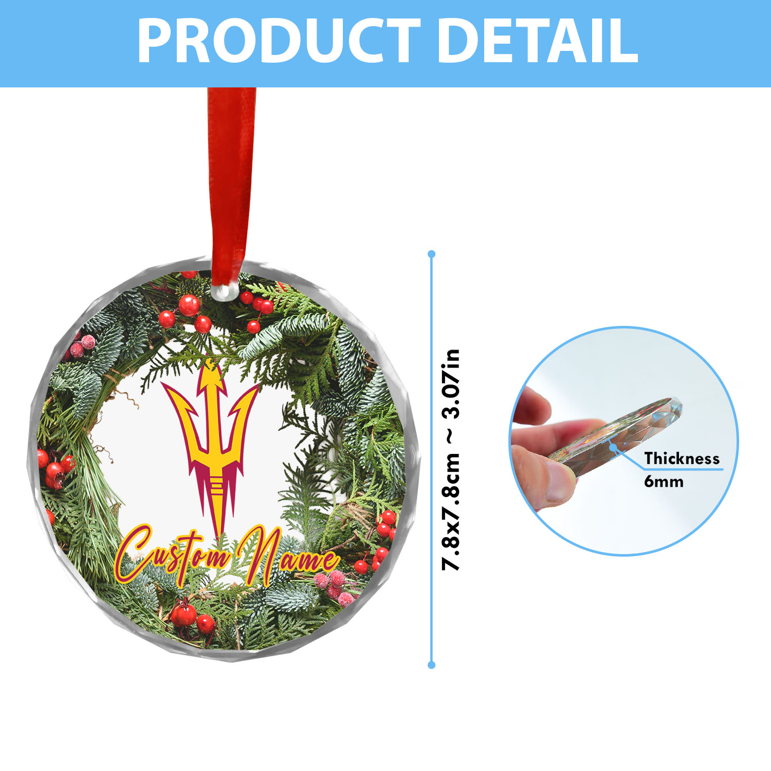 Sportswearmerch Arizona State Sun Devils NCAA x Christmas Glass Ornament Gift For Fans