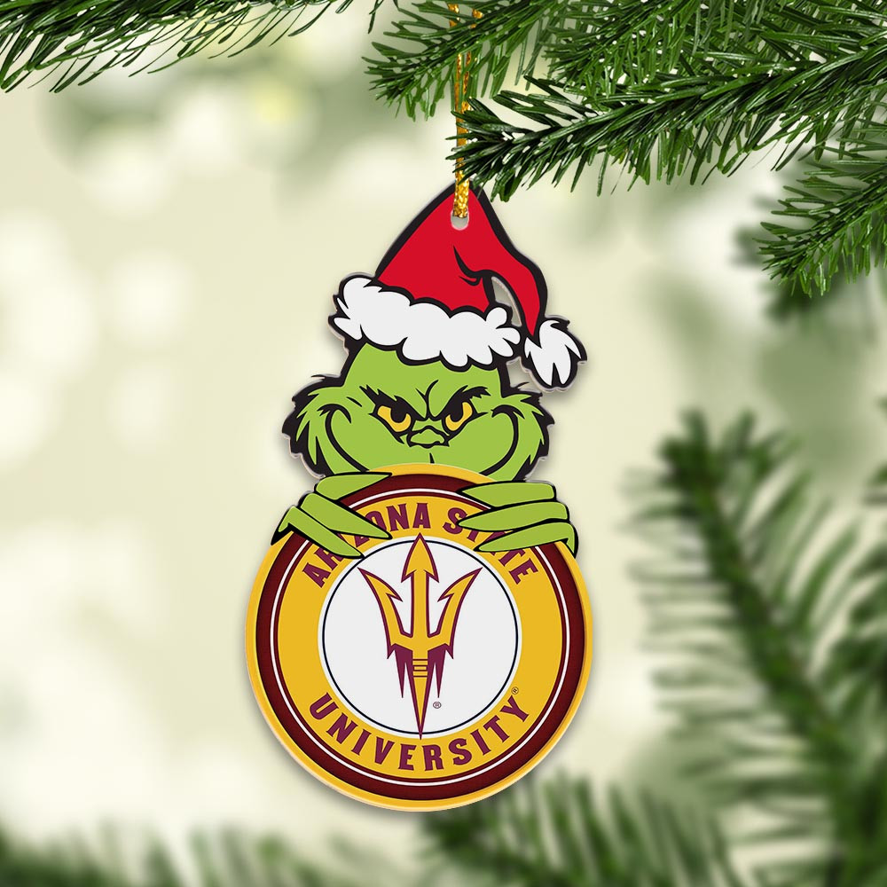 Sportswearmerch Arizona State Sun Devils NCAA x Grinch Christmas Acrylic Ornament For Fans