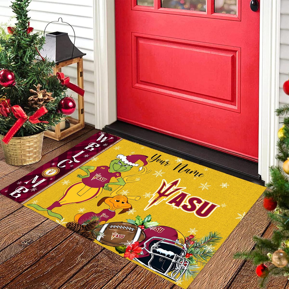 Sportswearmerch Arizona State Sun Devils NCAA x Grinch Christmas Welcome Football Doormat For Fan
