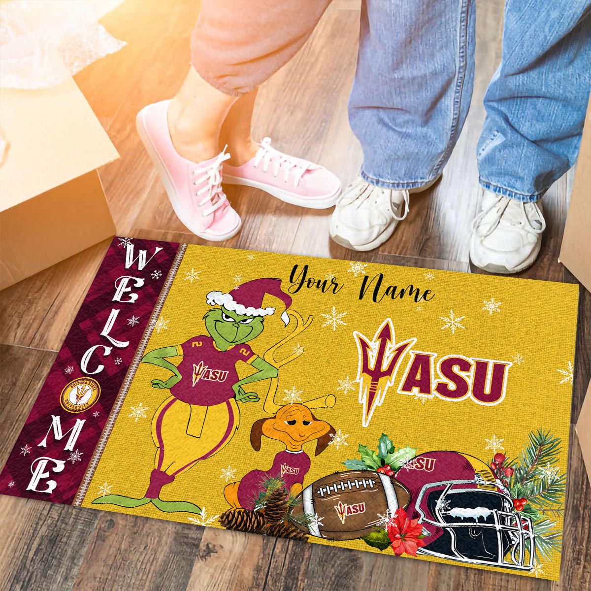 Sportswearmerch Arizona State Sun Devils NCAA x Grinch Christmas Welcome Football Doormat For Fan