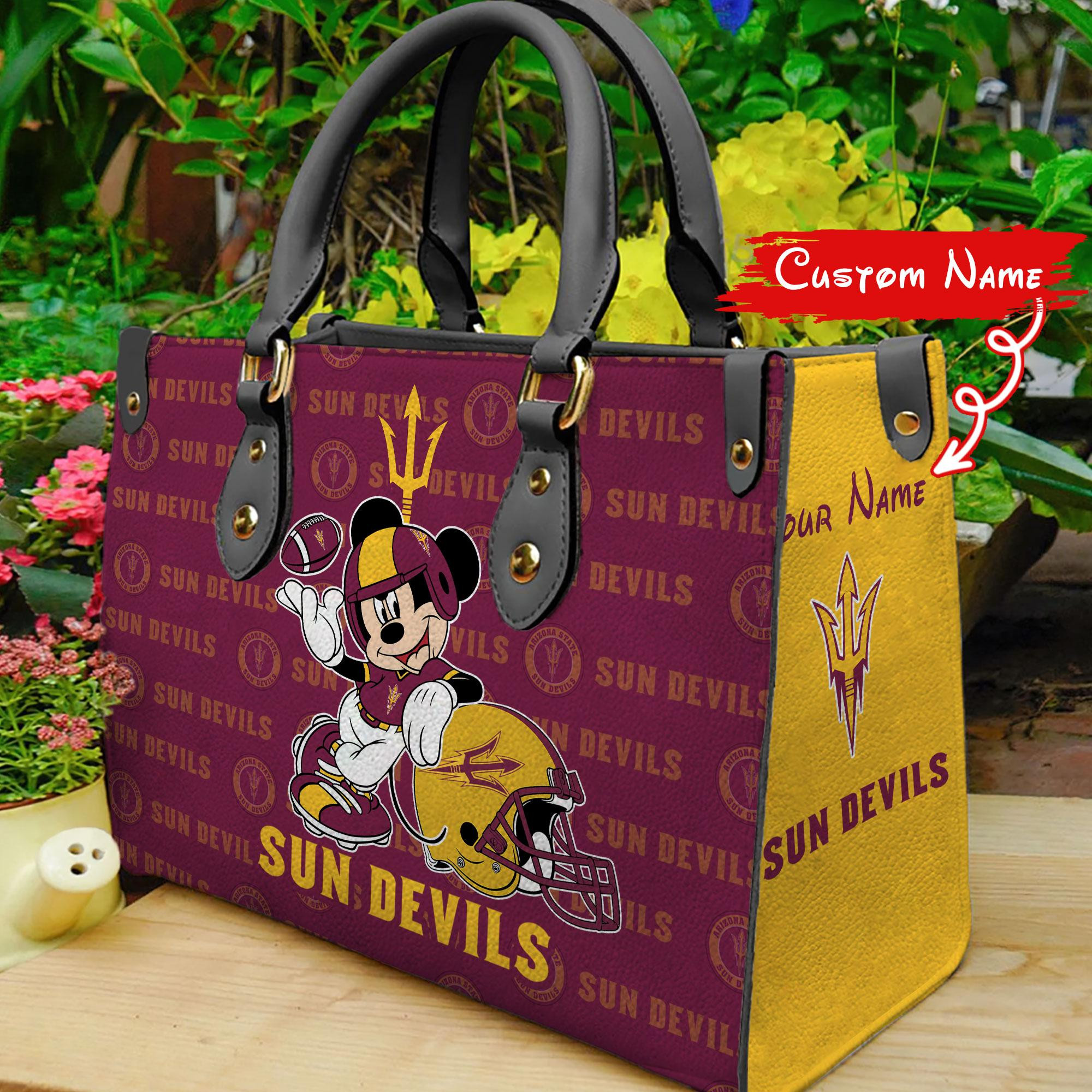 Sportswearmerch Arizona State Sun Devils NCAA x Mickey Women Leather Handbag For Fan