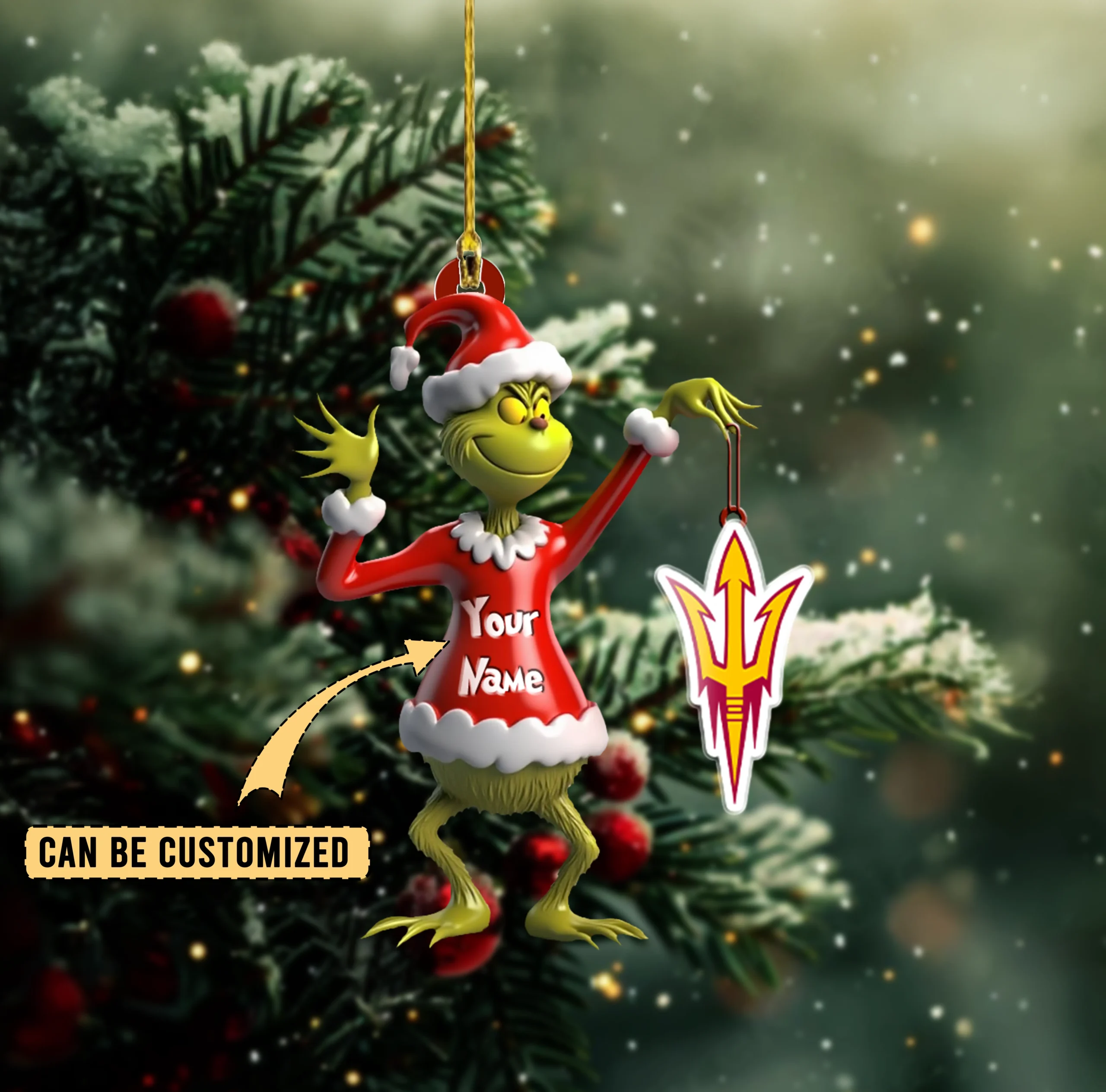 Sportswearmerch Arizona State Sun Devils NCAA x The Grinch Acrylic Ornament Gift For Fans