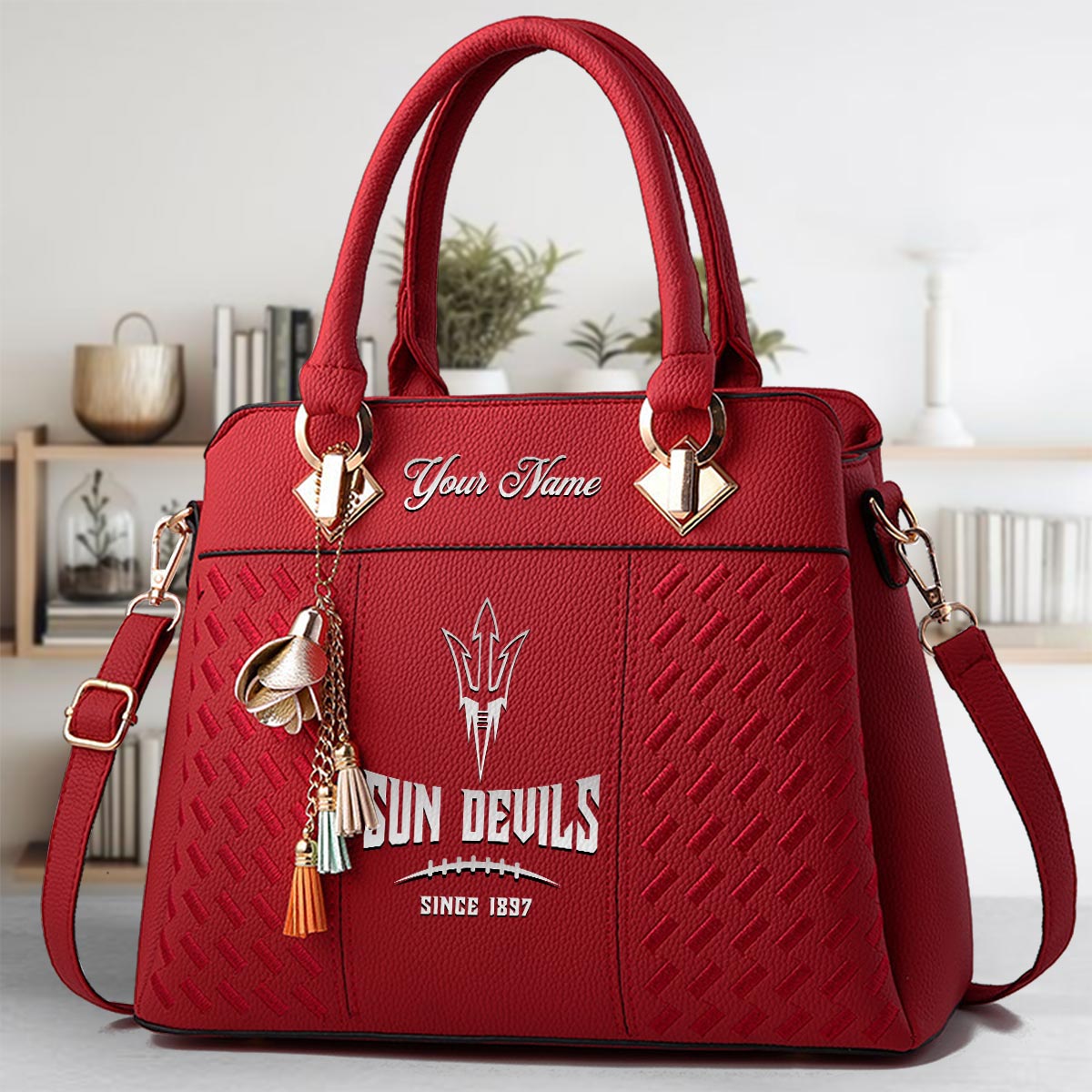 Sportswearmerch Arizona State Sun Devils NCAA Zip Leather Handbag For Fan