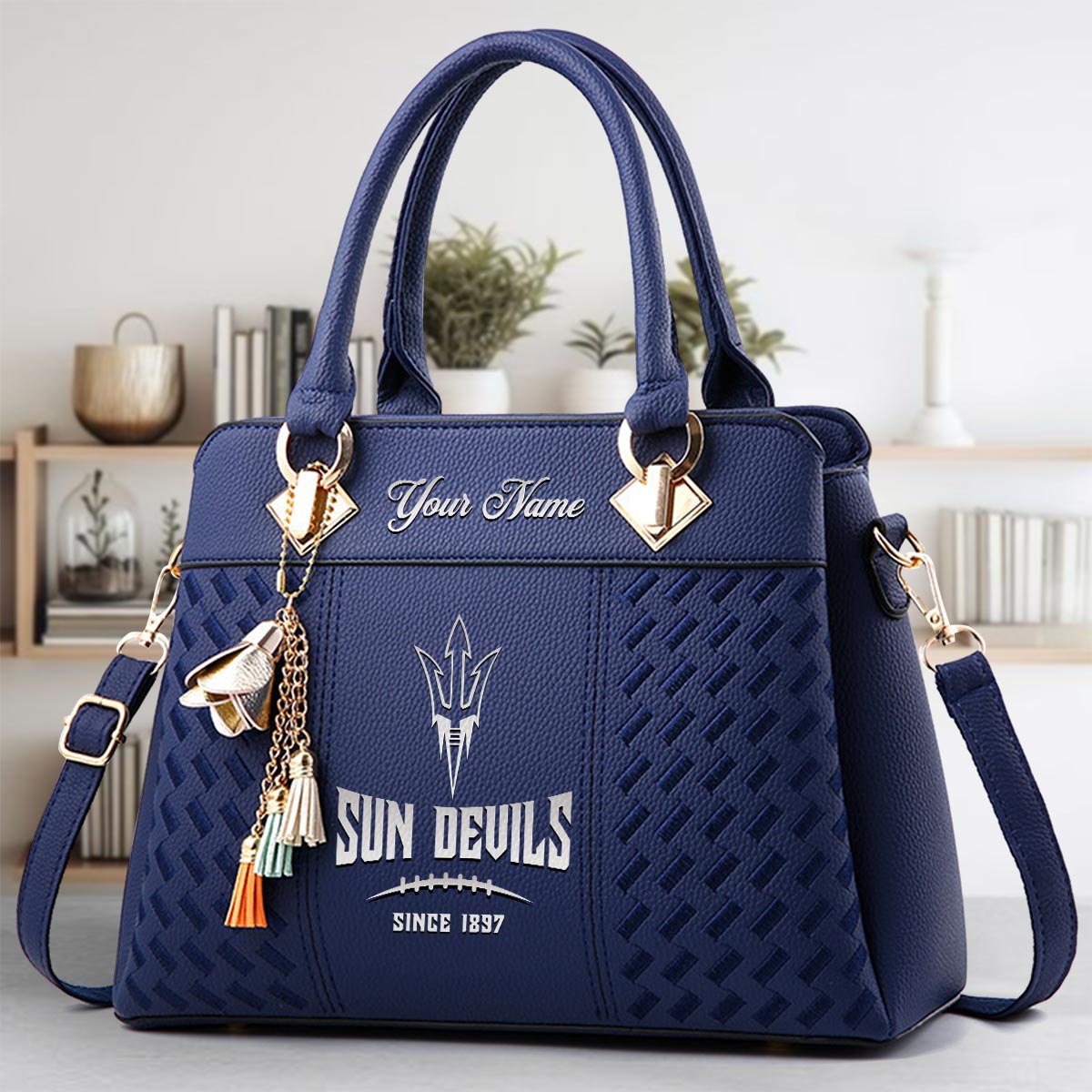 Sportswearmerch Arizona State Sun Devils NCAA Zip Leather Handbag For Fan