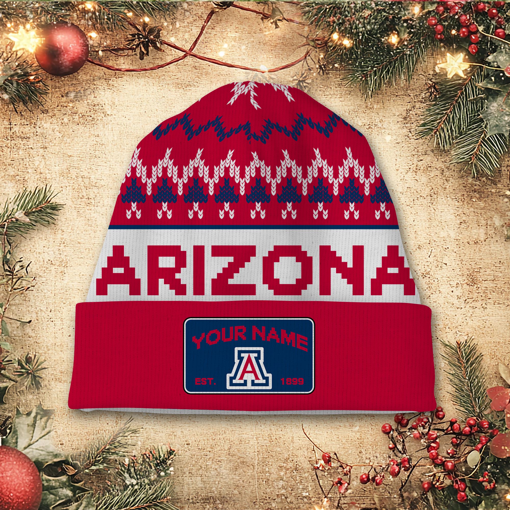 Sportswearmerch Arizona Wildcats NCAA Christmas Beanie Hat For Fan