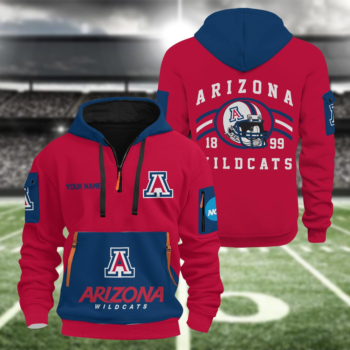 Sportswearmerch Arizona Wildcats NCAA Half Zip Hoodie Personalized For Fan