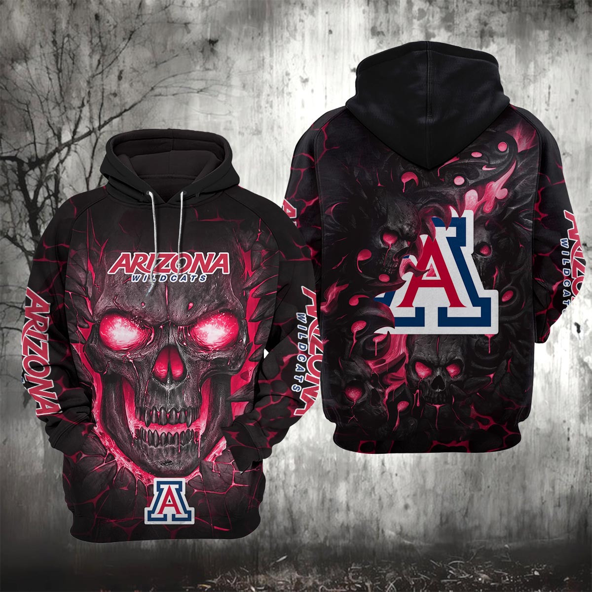 Sportswearmerch Arizona Wildcats NCAA Lava Skull Hoodie For Fan