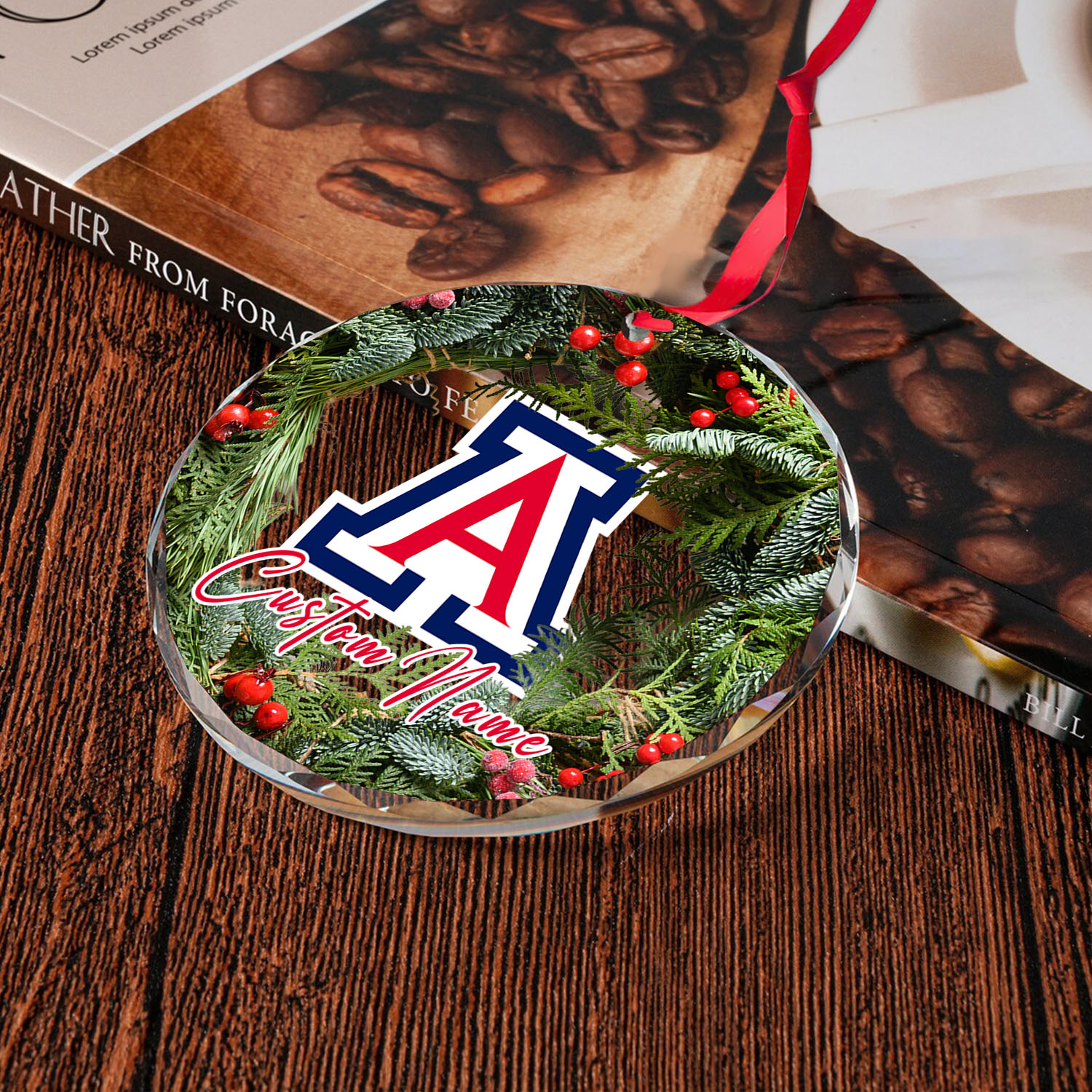 Sportswearmerch Arizona Wildcats NCAA x Christmas Glass Ornament Gift For Fans