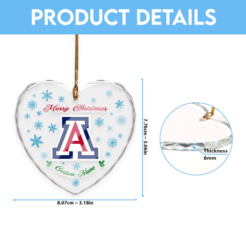 Sportswearmerch Arizona Wildcats NCAA x Christmas Glass Ornament Gift For Fans