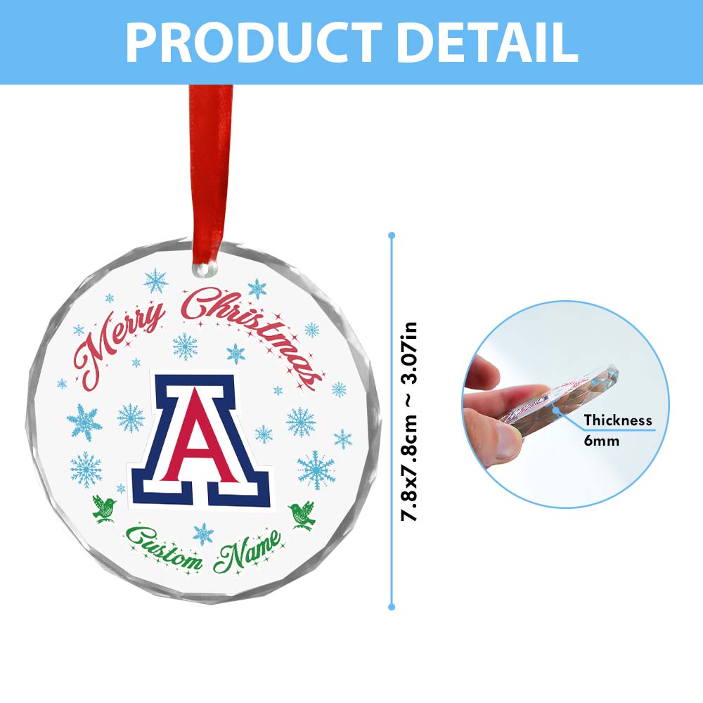 Sportswearmerch Arizona Wildcats NCAA x Christmas Glass Ornament Gift For Fans