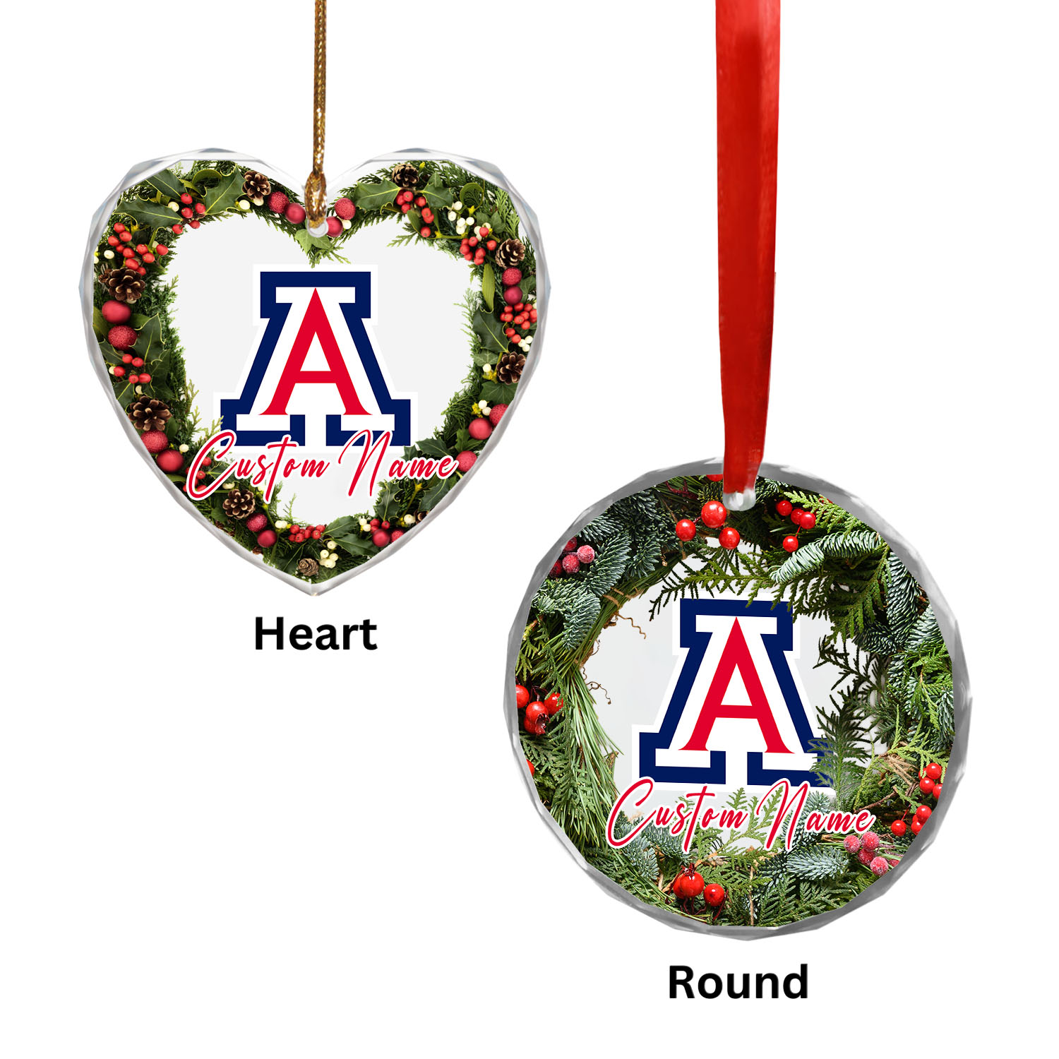 Sportswearmerch Arizona Wildcats NCAA x Christmas Glass Ornament Gift For Fans