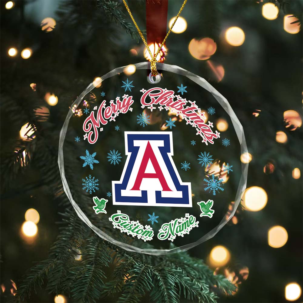 Sportswearmerch Arizona Wildcats NCAA x Christmas Glass Ornament Gift For Fans