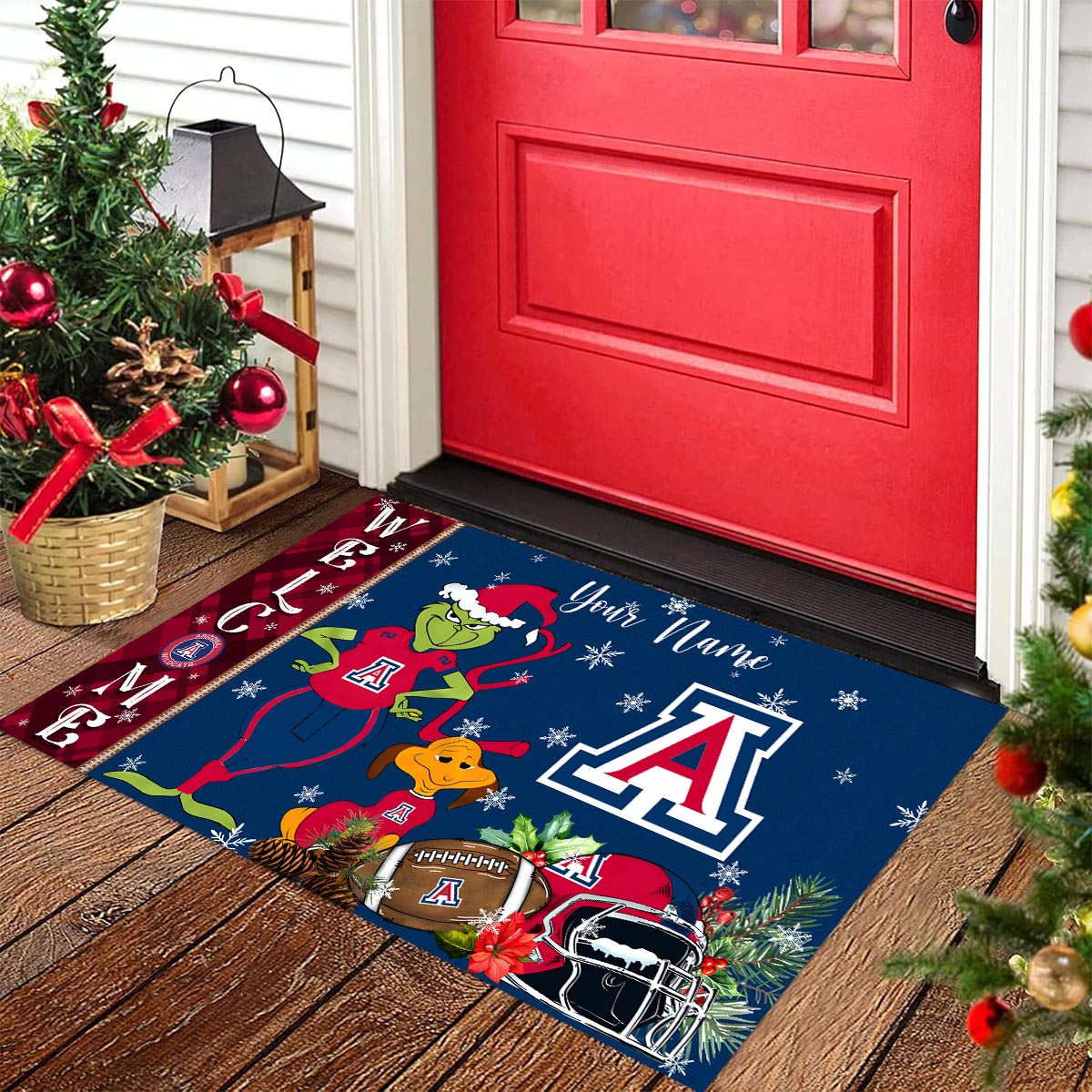 Sportswearmerch Arizona Wildcats NCAA x Grinch Christmas Welcome Football Doormat For Fan