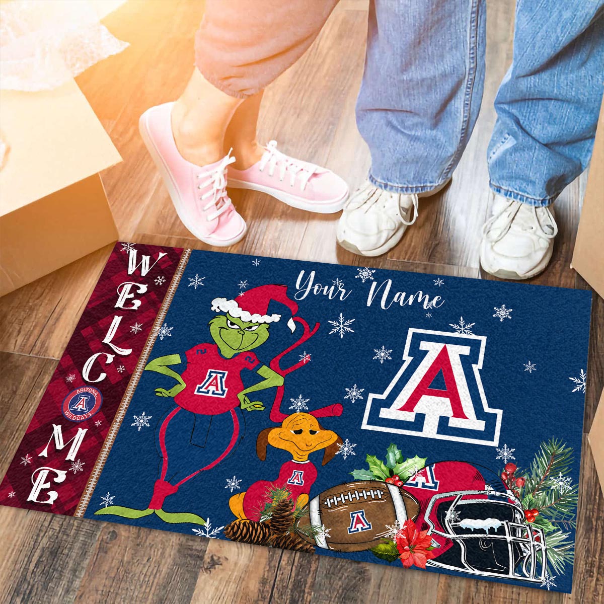 Sportswearmerch Arizona Wildcats NCAA x Grinch Christmas Welcome Football Doormat For Fan