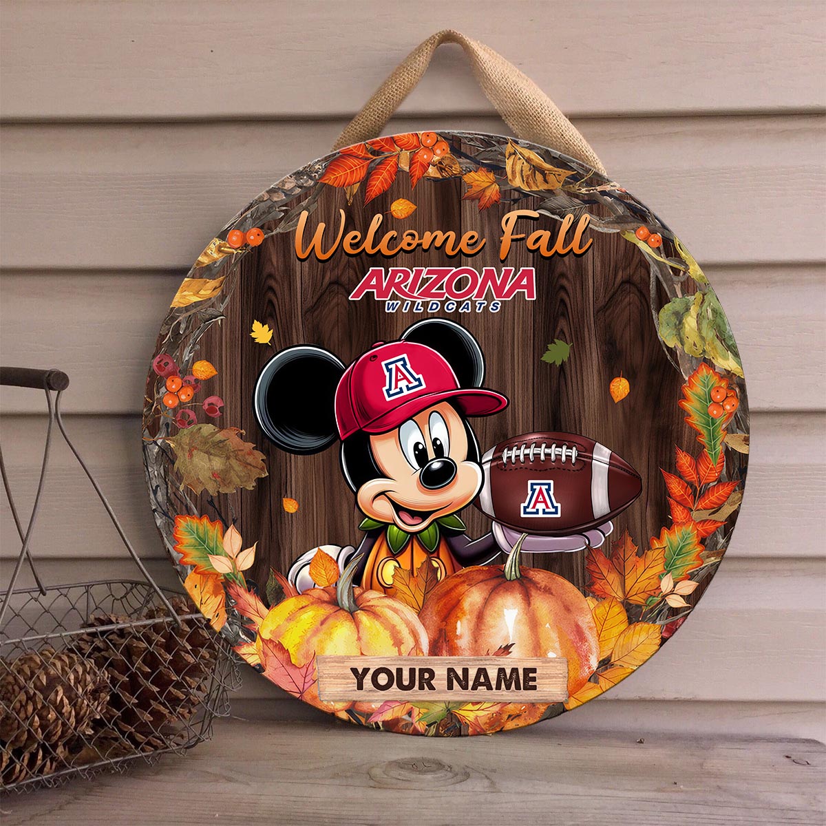 Sportswearmerch Arizona Wildcats NCAA x Mickey Round Wooden Sign For Fan