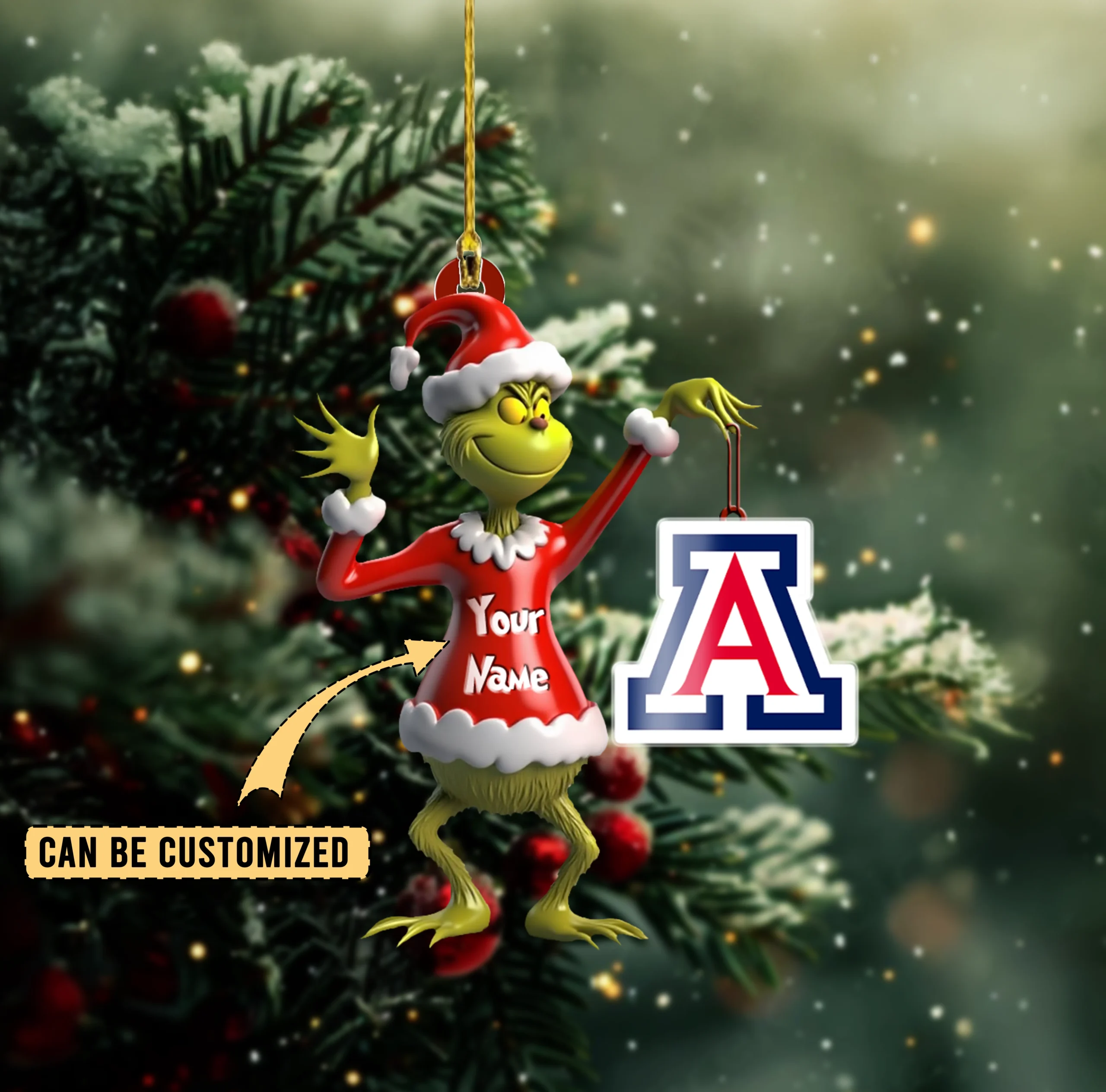 Sportswearmerch Arizona Wildcats NCAA x The Grinch Acrylic Ornament Gift For Fans
