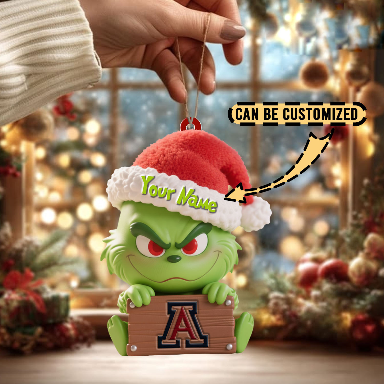 Sportswearmerch Arizona Wildcats NCAA x The Grinch Christmas Acrylic Ornament Gift For Fans