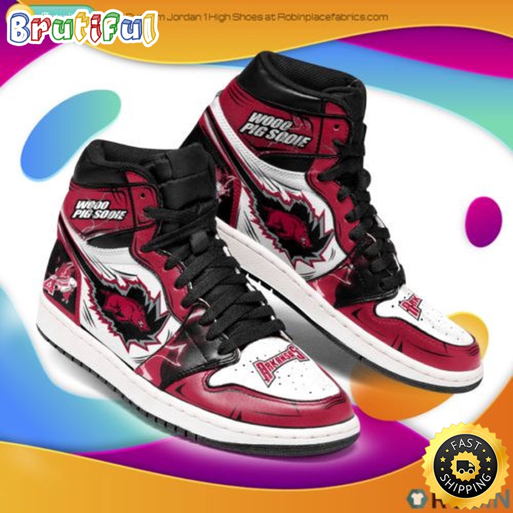 Sportswearmerch Arkansas Razorbacks NCAA AJ1 High Sneakers Shoes For Men And Women