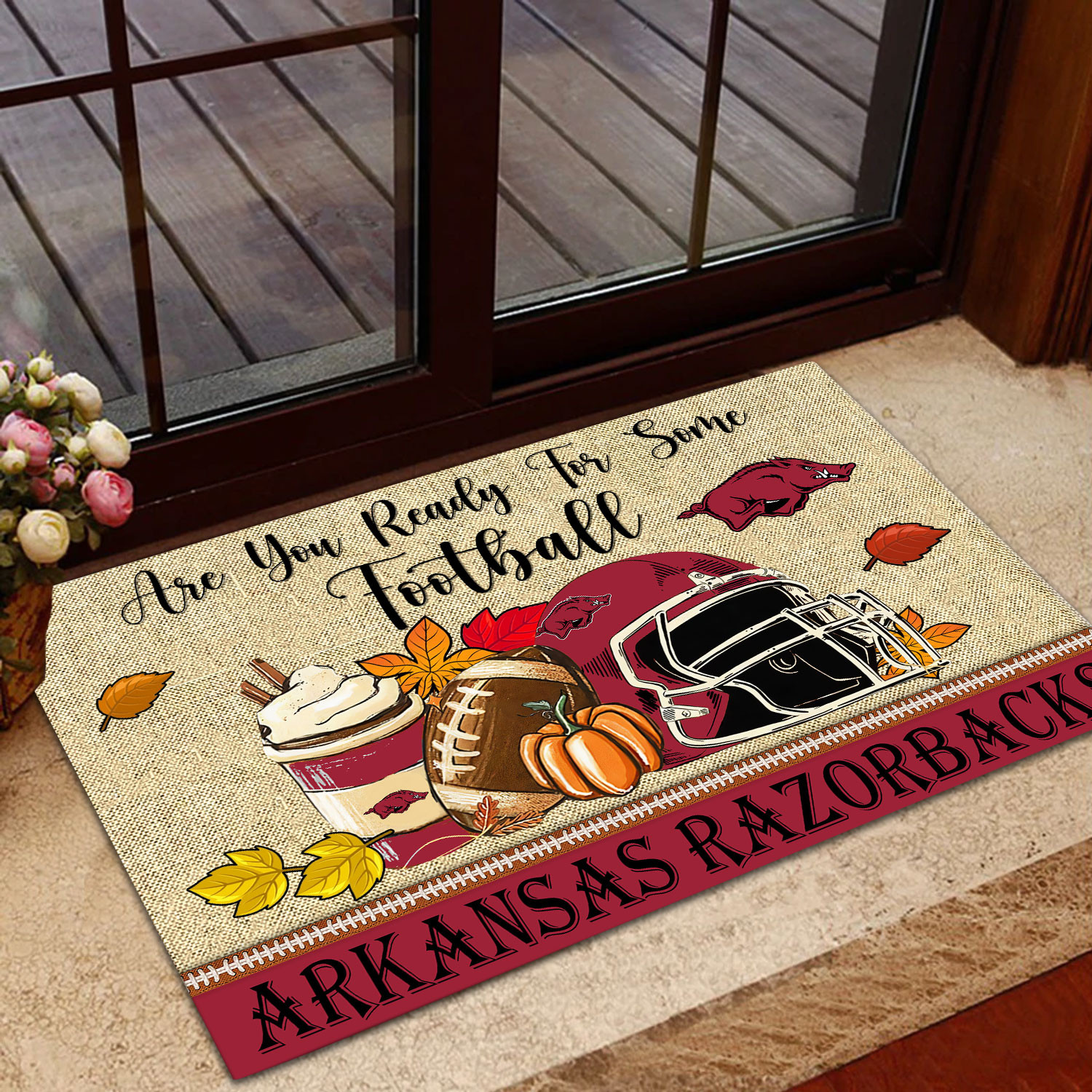 Sportswearmerch Arkansas Razorbacks NCAA Fall Football Custom Doormat For Fan