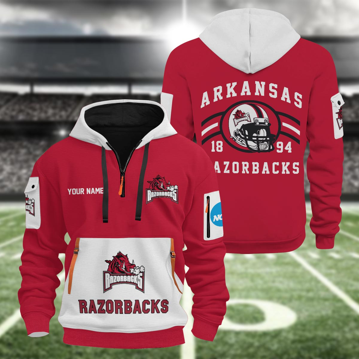 Sportswearmerch Arkansas Razorbacks NCAA Half Zip Hoodie Personalized For Fan