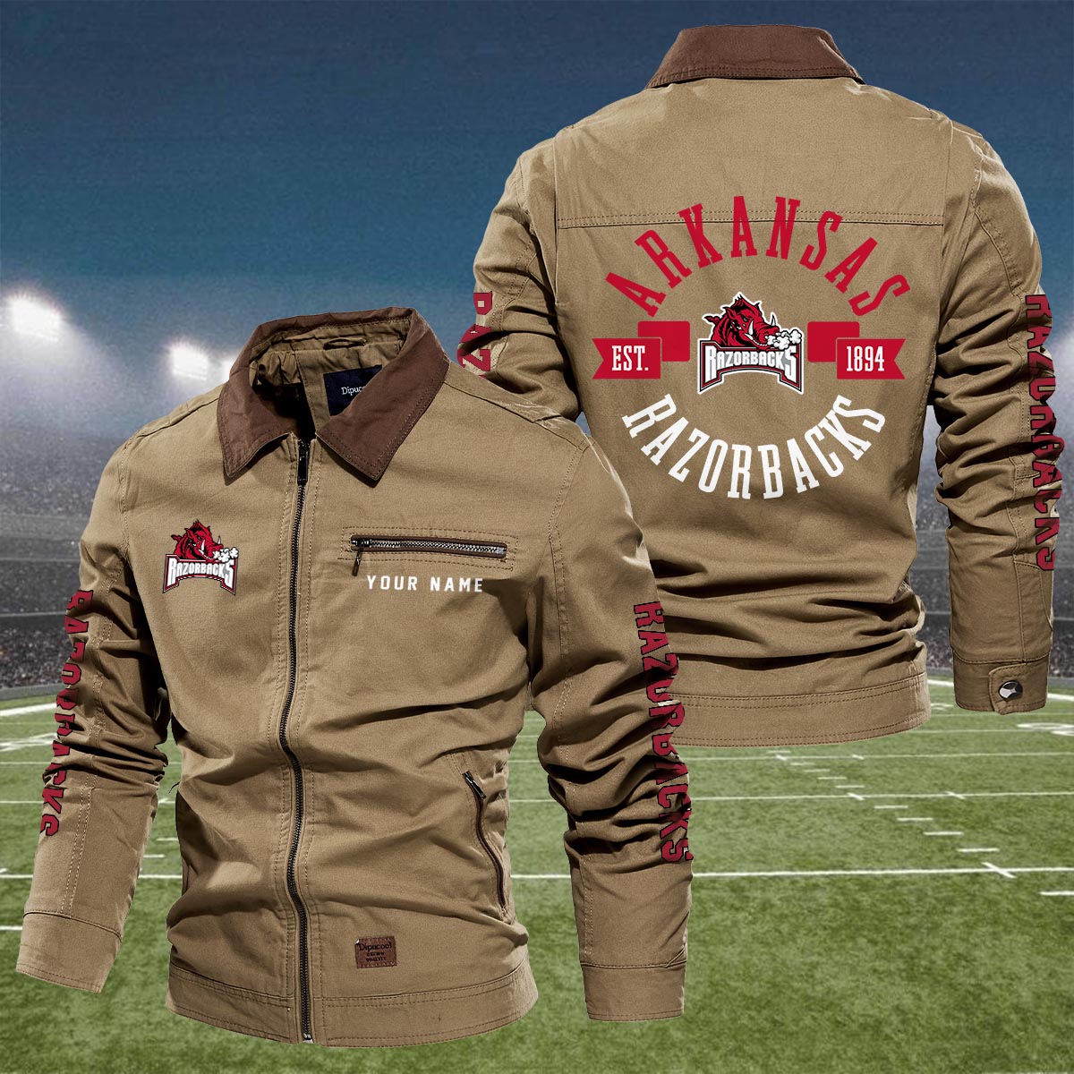 Sportswearmerch Arkansas Razorbacks NCAA Lapel Jacket For Fan