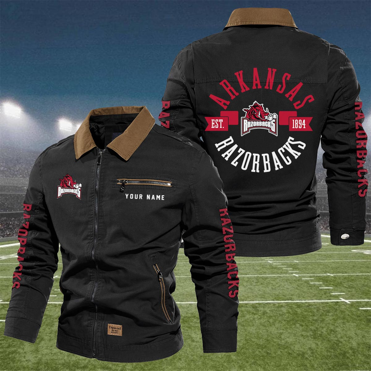 Sportswearmerch Arkansas Razorbacks NCAA Lapel Jacket For Fan
