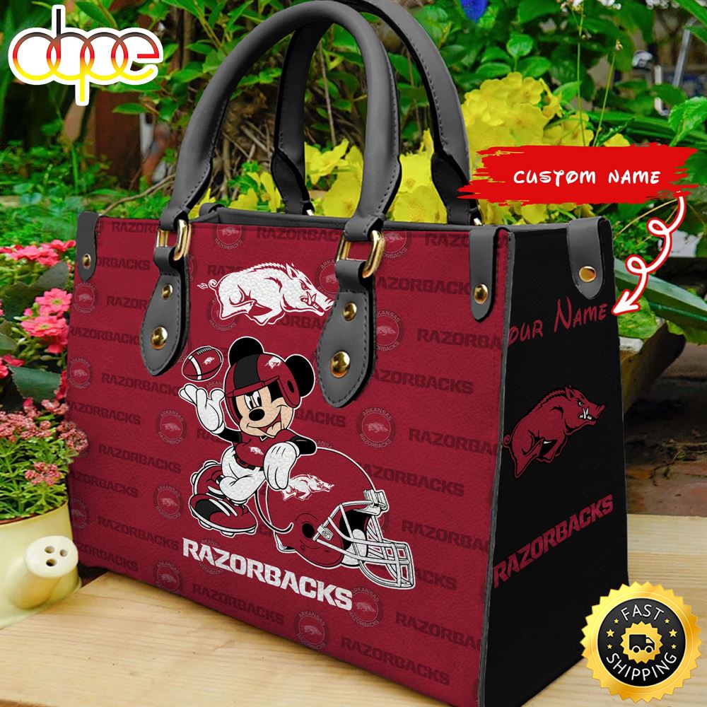 Sportswearmerch Arkansas Razorbacks NCAA Mickey Leather Bag For Fan