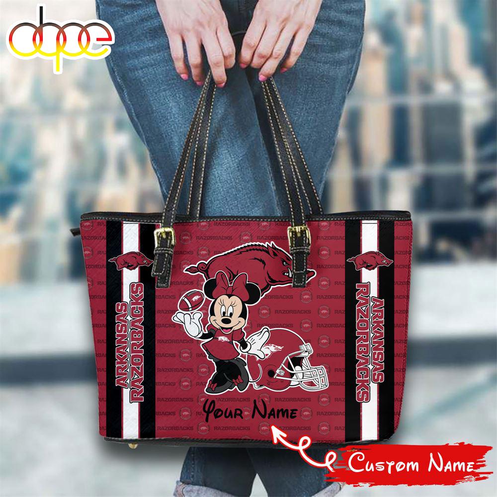 Sportswearmerch Arkansas Razorbacks NCAA Minnie Women Leather Tote Bag For Fan