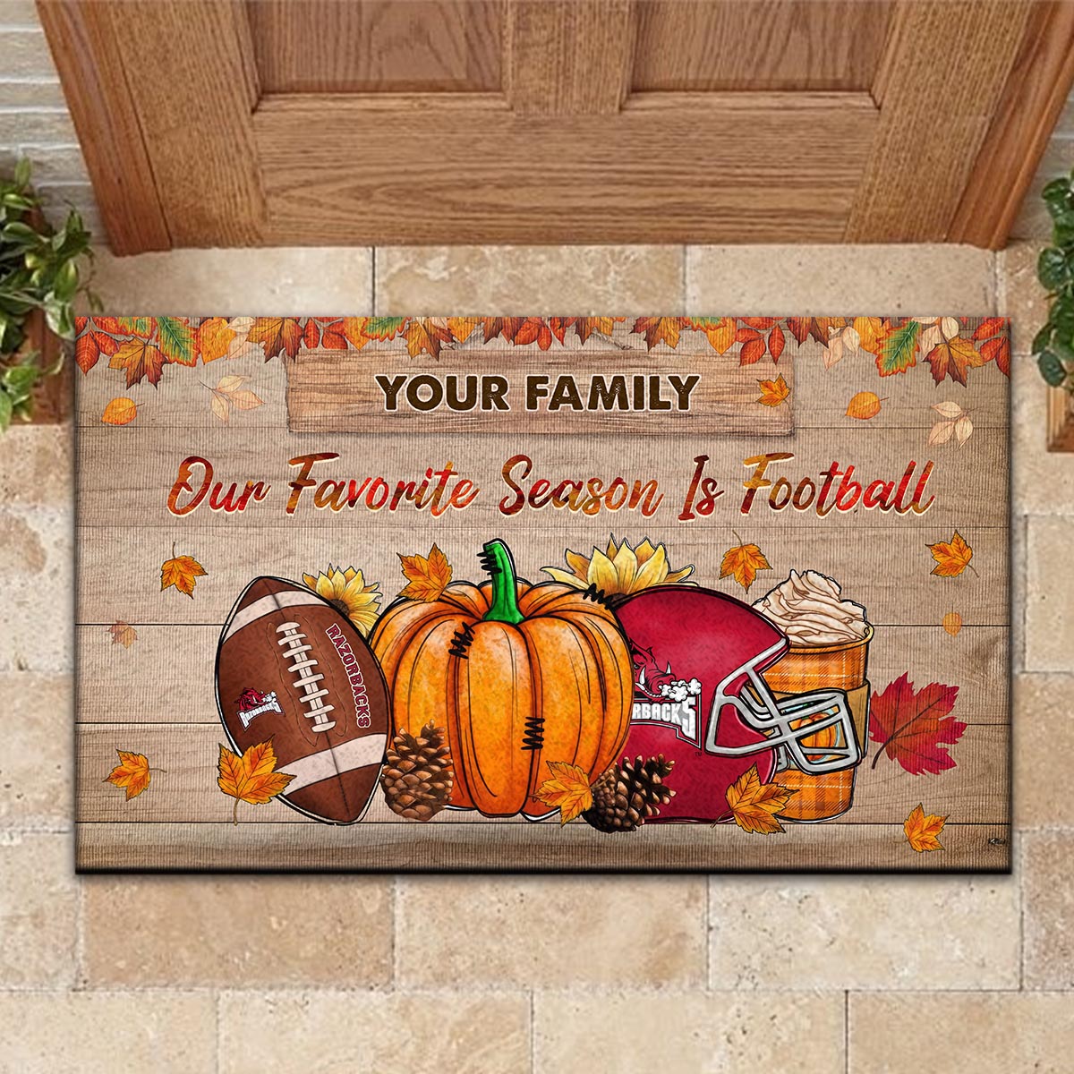 Sportswearmerch Arkansas Razorbacks NCAA Our Favorite Season is Football Doormat For Fan