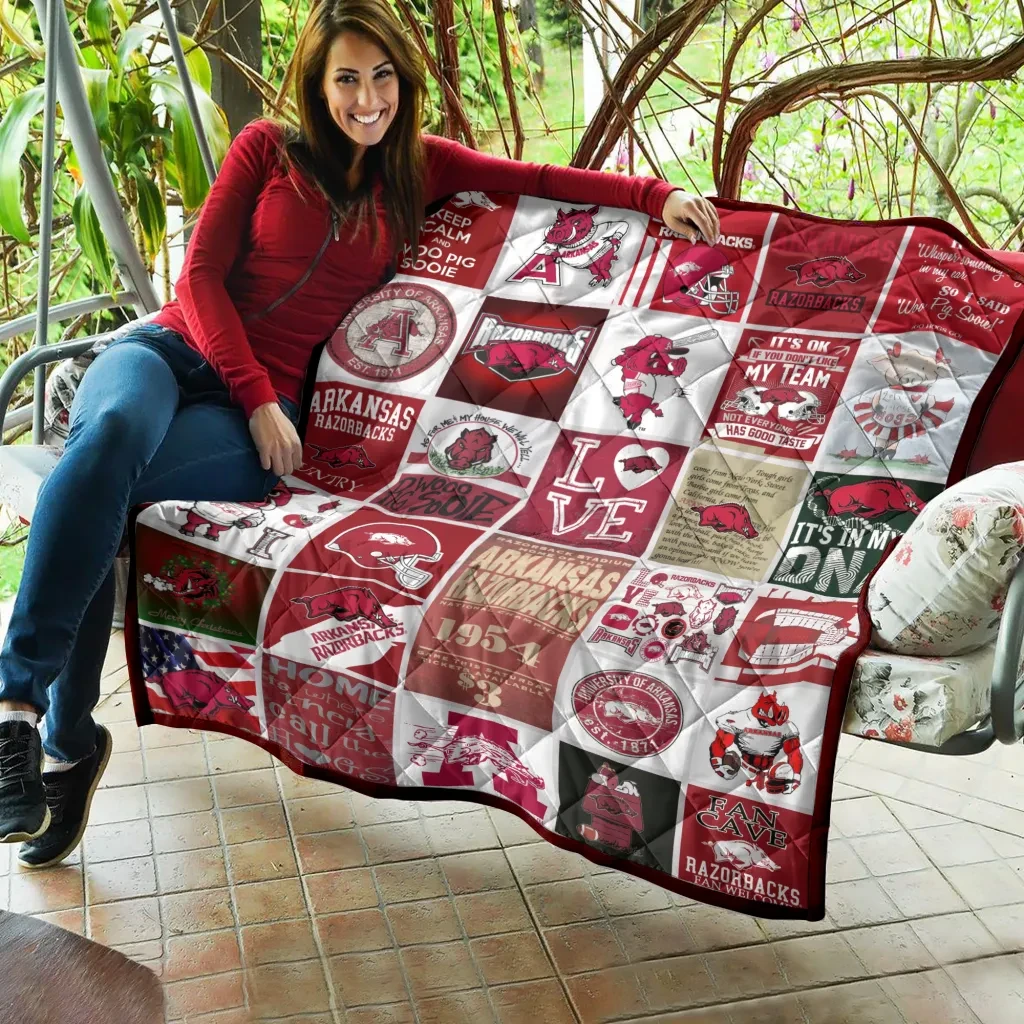 Sportswearmerch Arkansas Razorbacks NCAA Quilt Blanket For Fan
