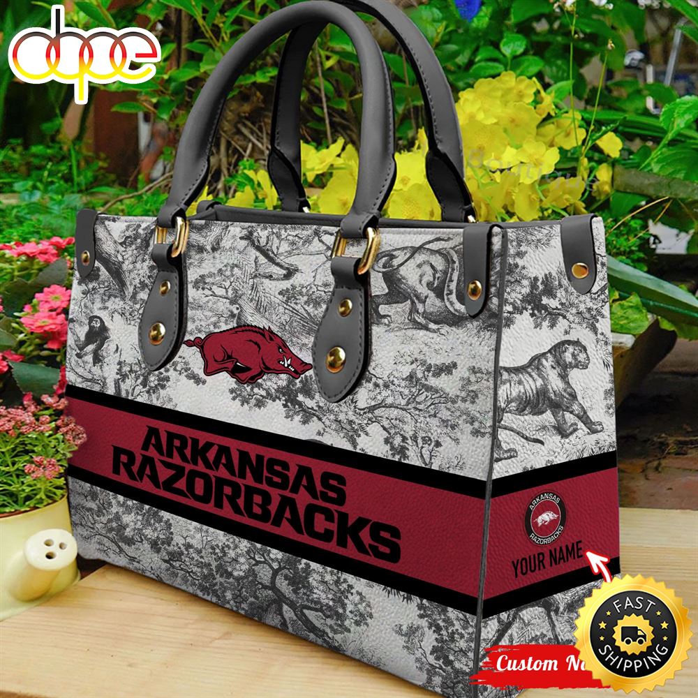 Sportswearmerch Arkansas Razorbacks NCAA Women Leather Hand Bag For Fan