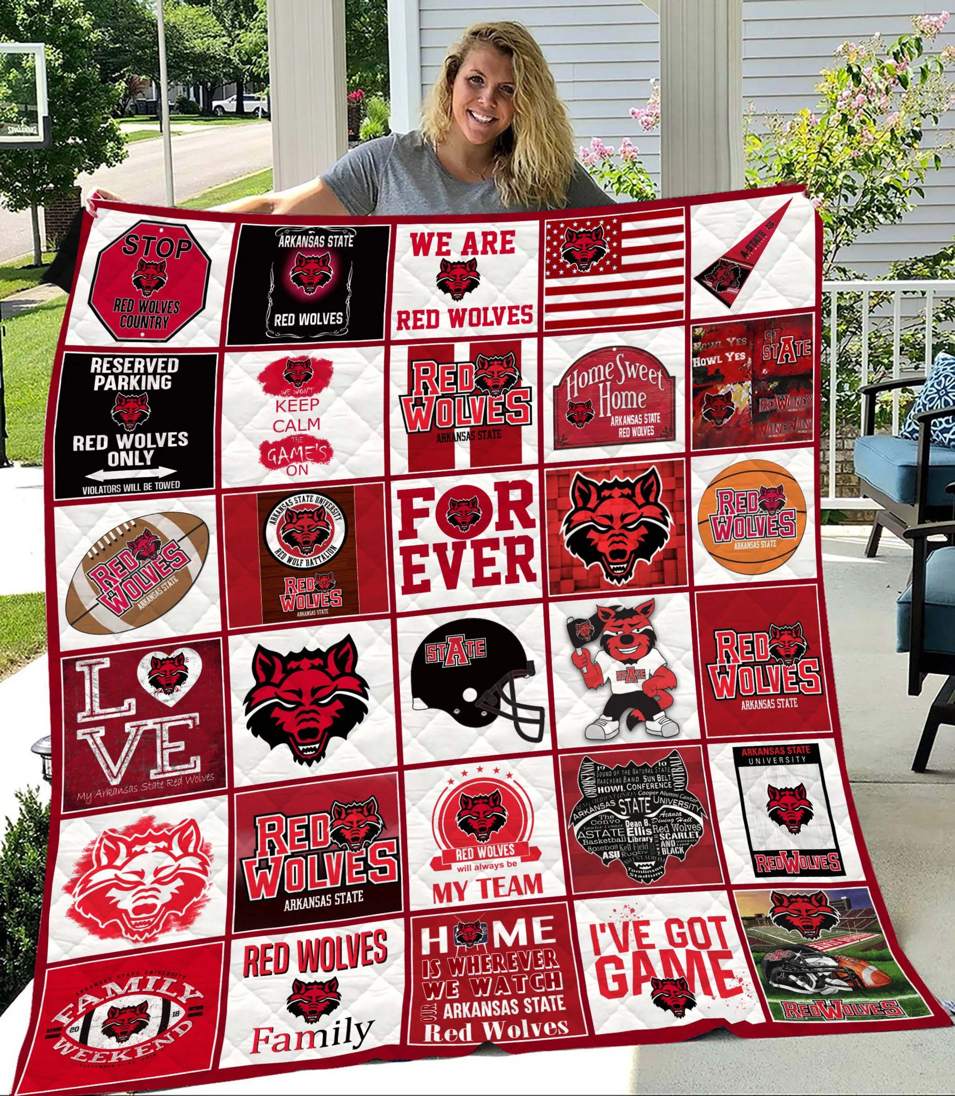 Sportswearmerch Arkansas State Red Wolves NCAA Quilt Blanket For Fan